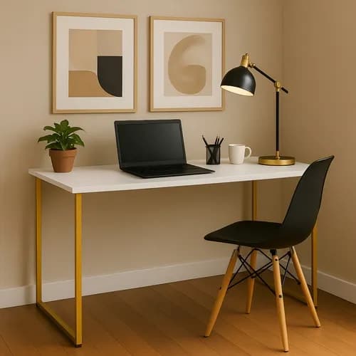 Escrivaninha Industrial 110cm Mesa Estudo Aparador Pés Aço