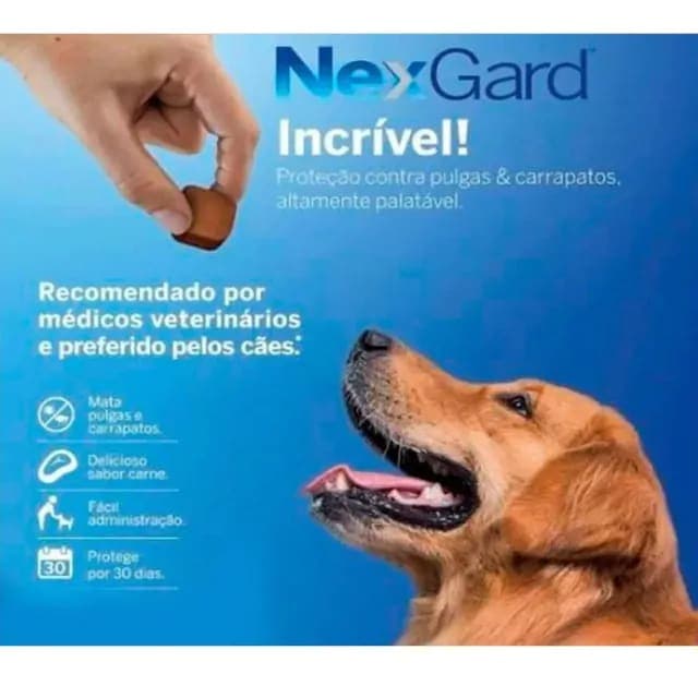 NexGard Antipulgas e Carrapatos para Cães de 10,1 a 25kg - 1 tablete